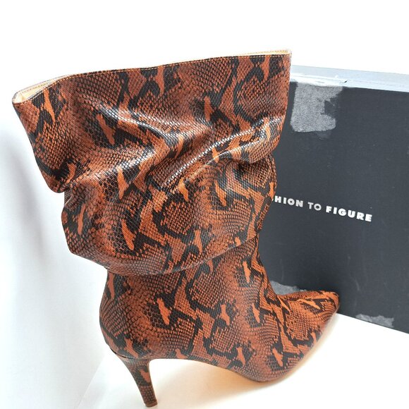 Fashion to Figure Fawn Snake Print Mid-Calf Slouch Boot - Size 12 - Picture 13 of 13